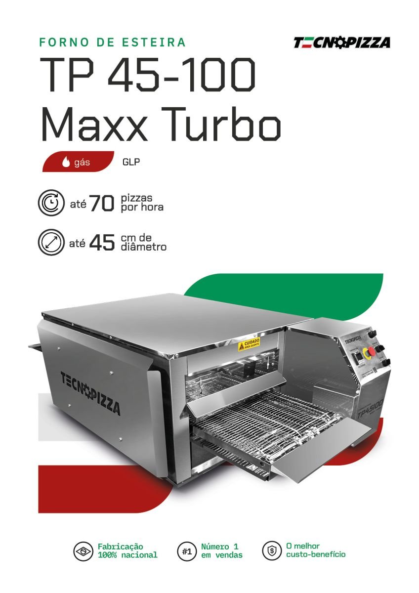 Máquina de Assar Pizza TP 45-100 Maxx Turbo Gás - Tecnopizza